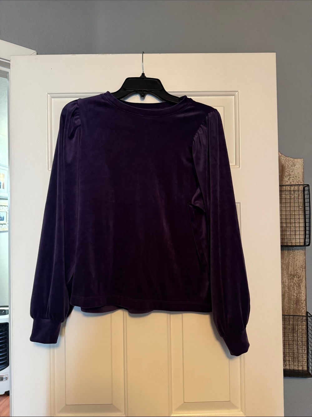 Velvet Long-Sleeve Top in Deep Purple